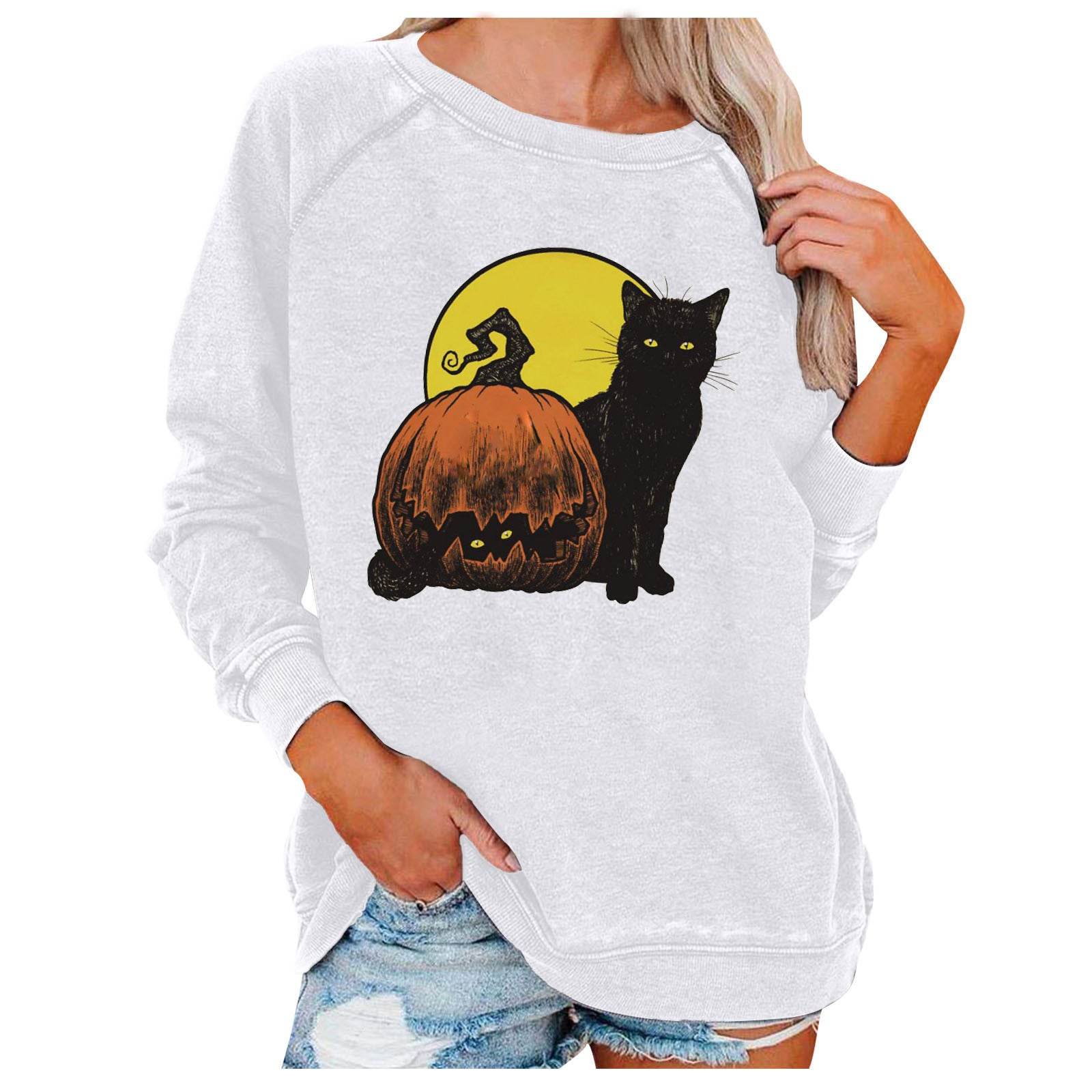 Loose Women's Tops Halloween Themed Sweatshirts - Mubimart
