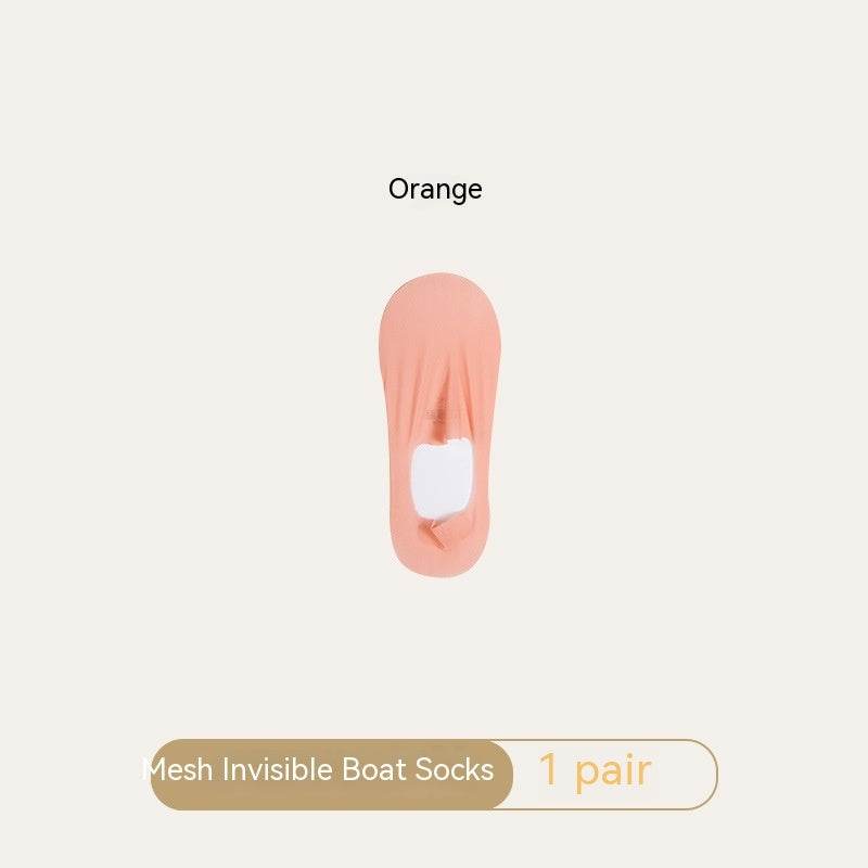 Women's Mesh Boat Socks Summer Thin Cotton Bottom Non-slip Tight Ice Silk Arbitrary Cut Women's Low Cut Invisible Socks - Mubimart