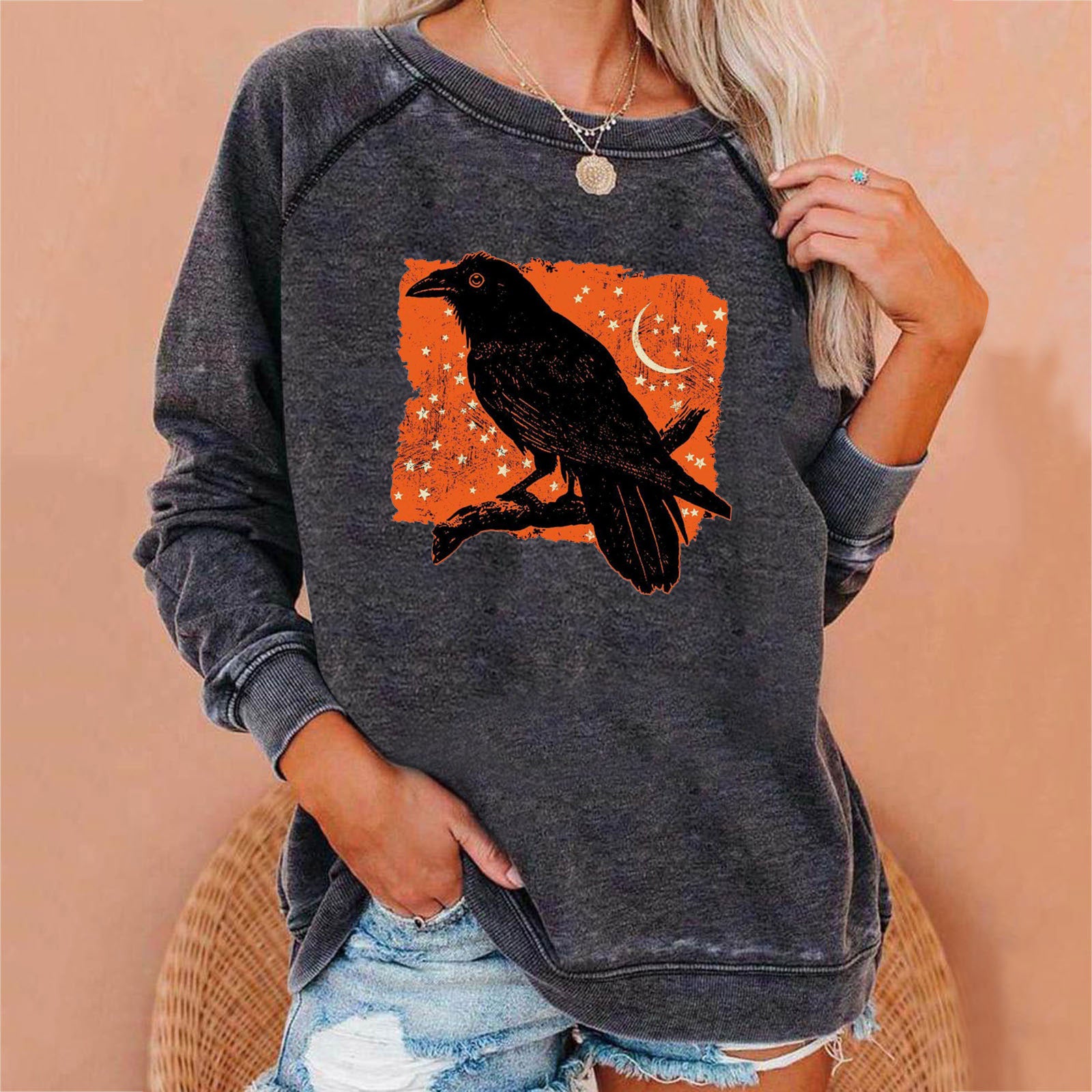 Loose Women's Tops Halloween Themed Sweatshirts - Mubimart - Sweatshirts 