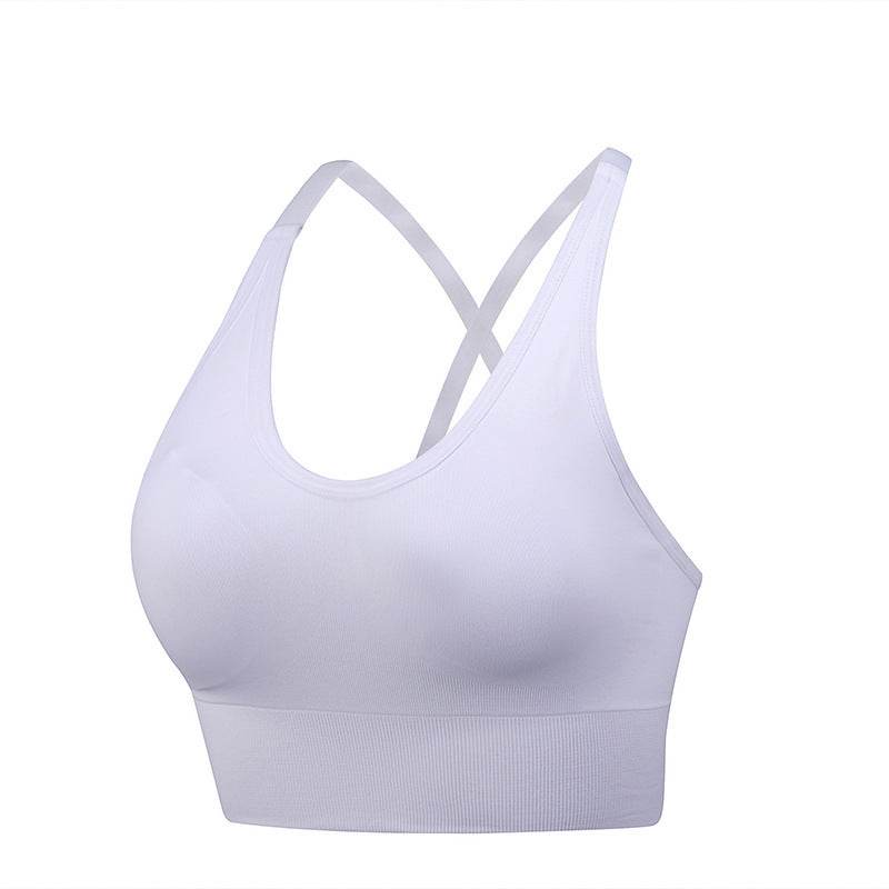 Cross Back Yoga Sports Bra Plus Size - Mubimart