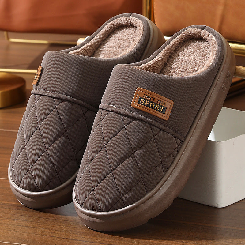 Men's Home Slippers Winter Warm Plush House Shoes Indoor Non-slip Floor Bedroom Slipper Casual All-match Shoes