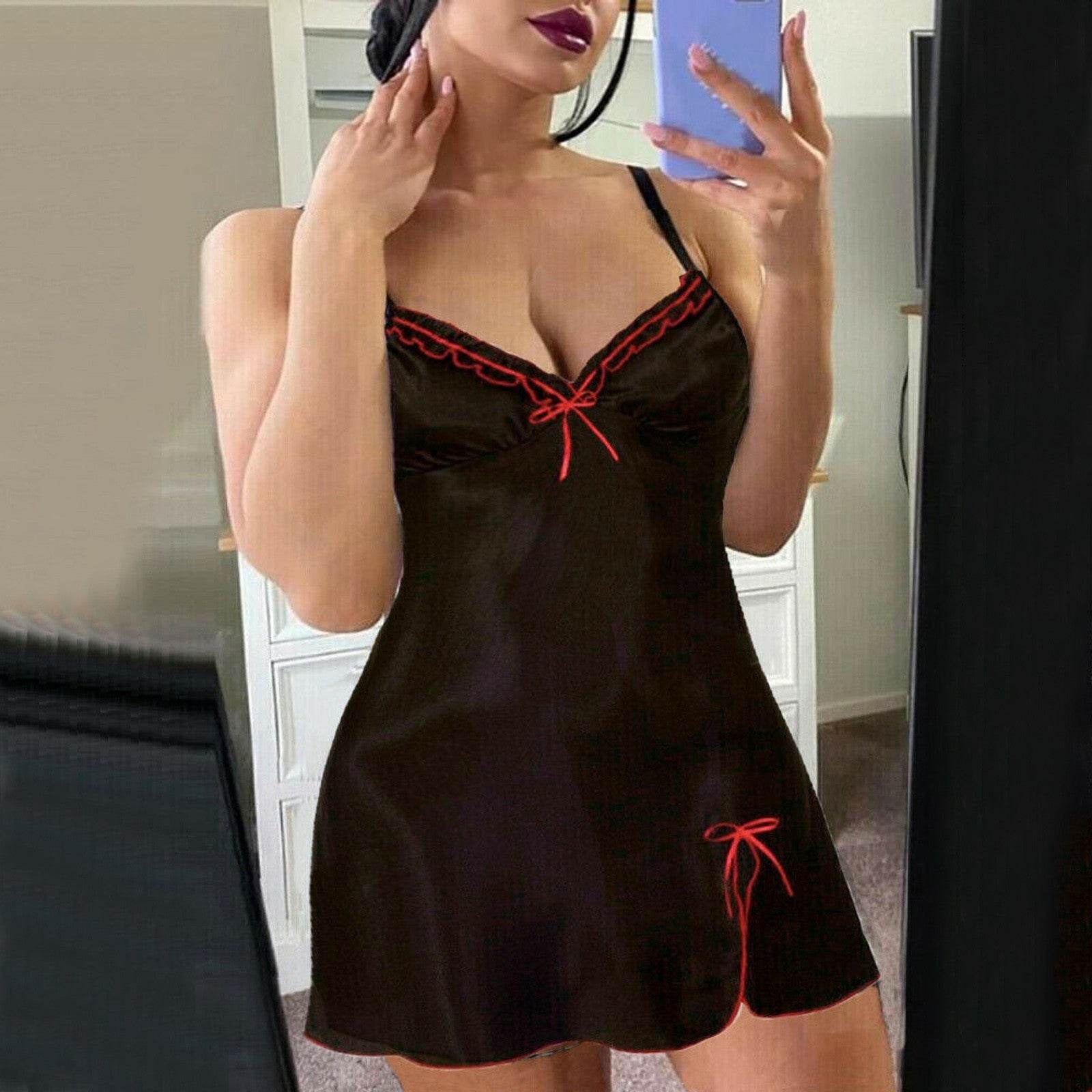 Sling Nightdress Women's Lace Home Pajamas Nightwear - Mubimart