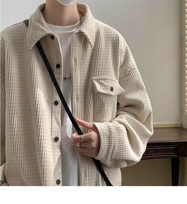 Corduroy Shirt Men's Warm Jacket Casual Shirt - Mubimart