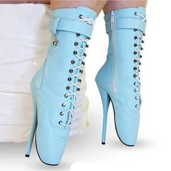 18cm Ballet Stiletto Heels Lace-up Ankle Boots Large Size