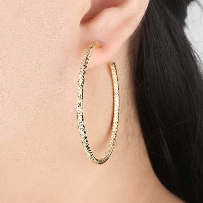 Creative Sparkling Zircon Hoop Earrings - Mubimart