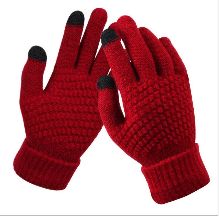 Couple knitted gloves touch screen gloves - Mubimart