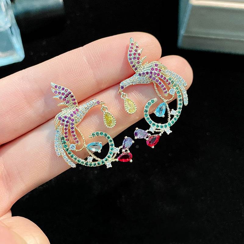 Coloured Zirconia Stud Earrings For Women - Mubimart