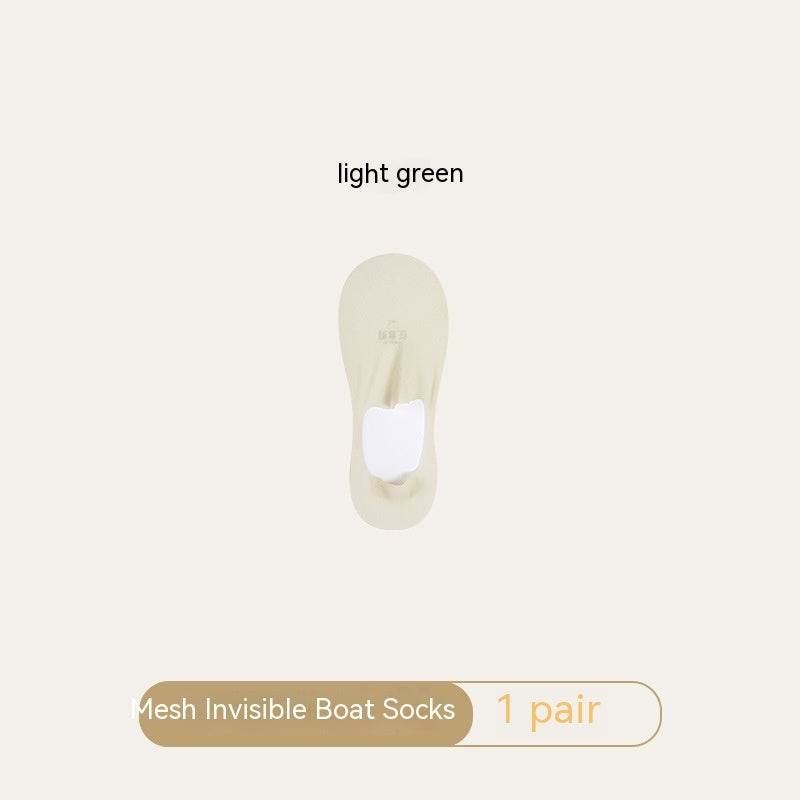 Women's Mesh Boat Socks Summer Thin Cotton Bottom Non-slip Tight Ice Silk Arbitrary Cut Women's Low Cut Invisible Socks - Mubimart