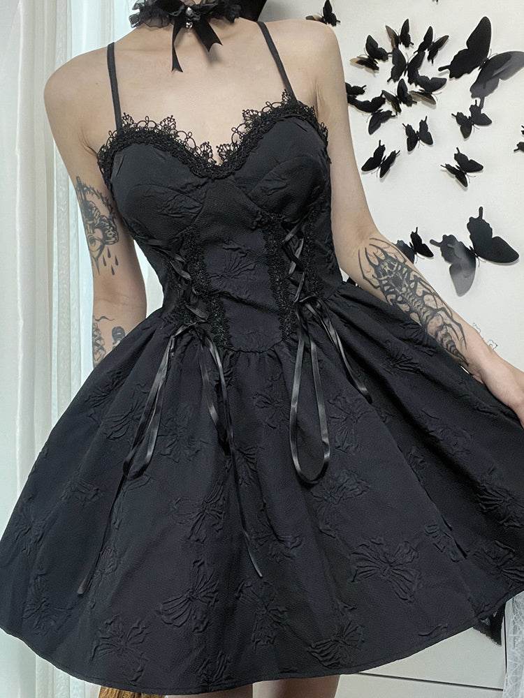 Rose Dark Jacquard Ladies Slip Dress - Mubimart
