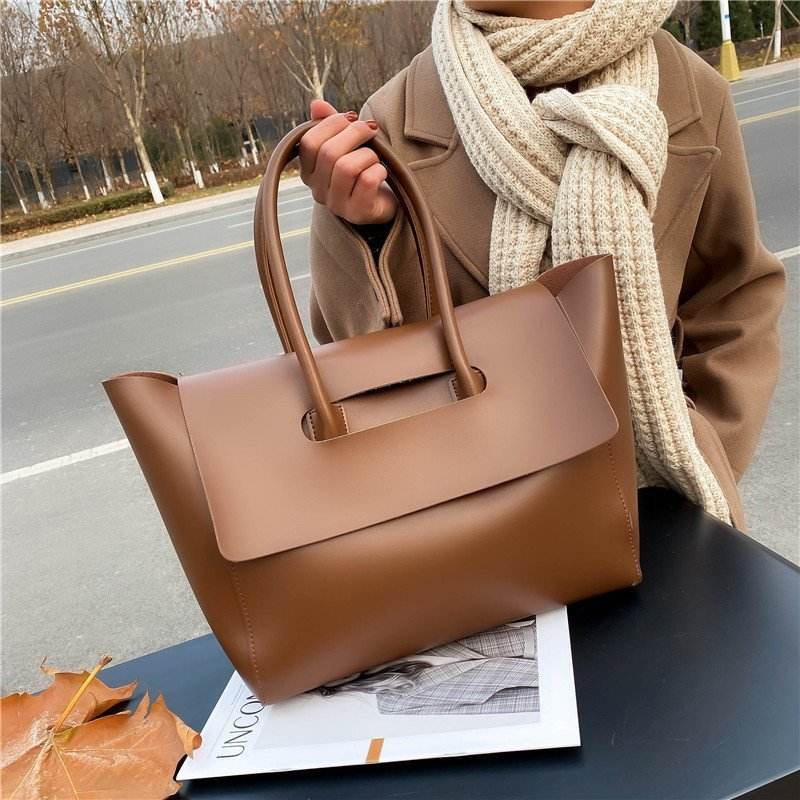 Fashion Women Shoulder Bags Large Capacity Handbags Simple Retro Tote Bags Solid Color Famous Brand High Quality Bags - Mubimart