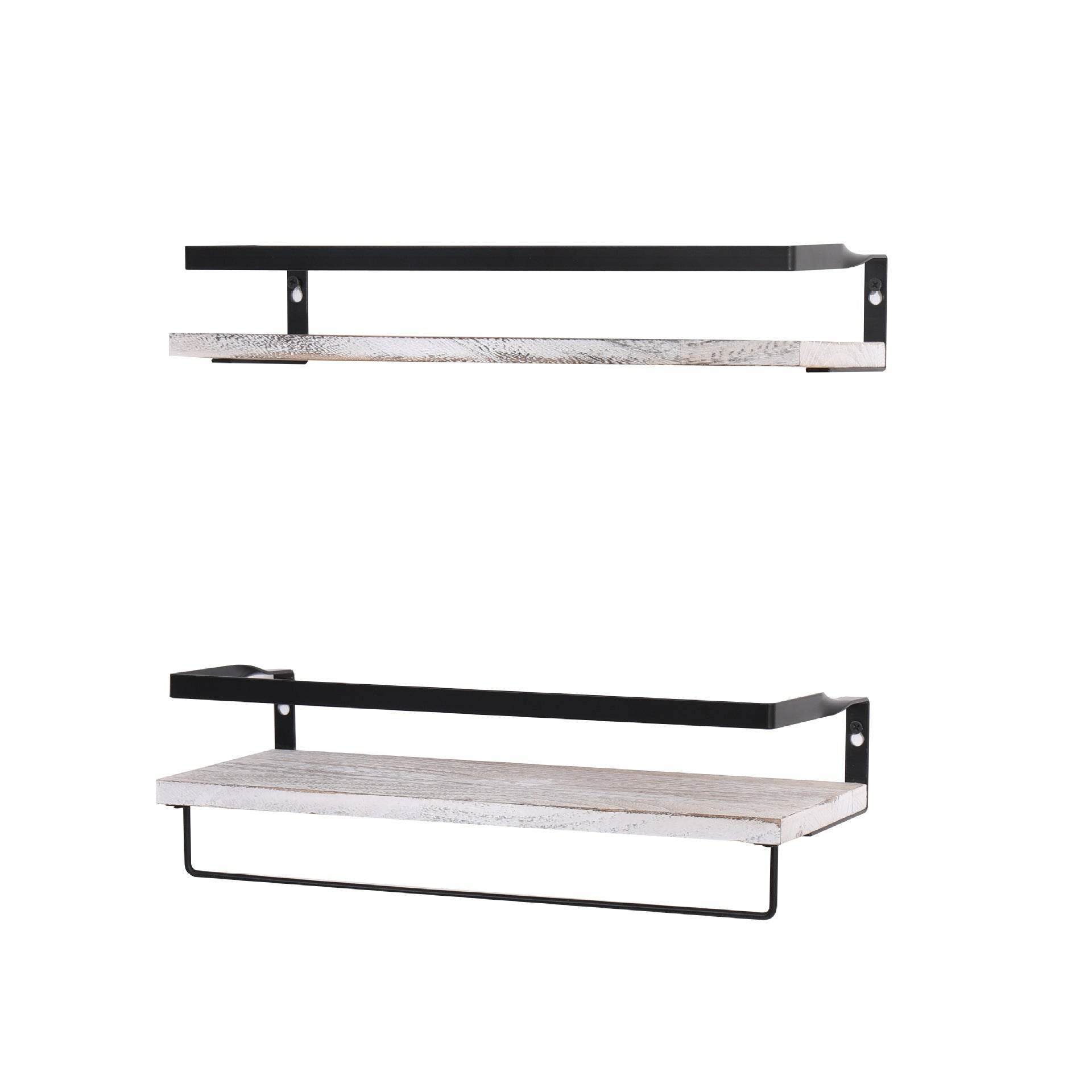 Bathroom Wall-mounted Floating Shelf With Towel Bar - Mubimart