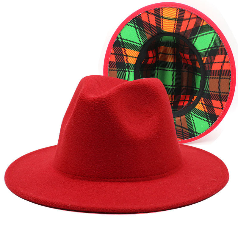 Men's And Women's Double-sided Color Matching Woolen Fedora Hat