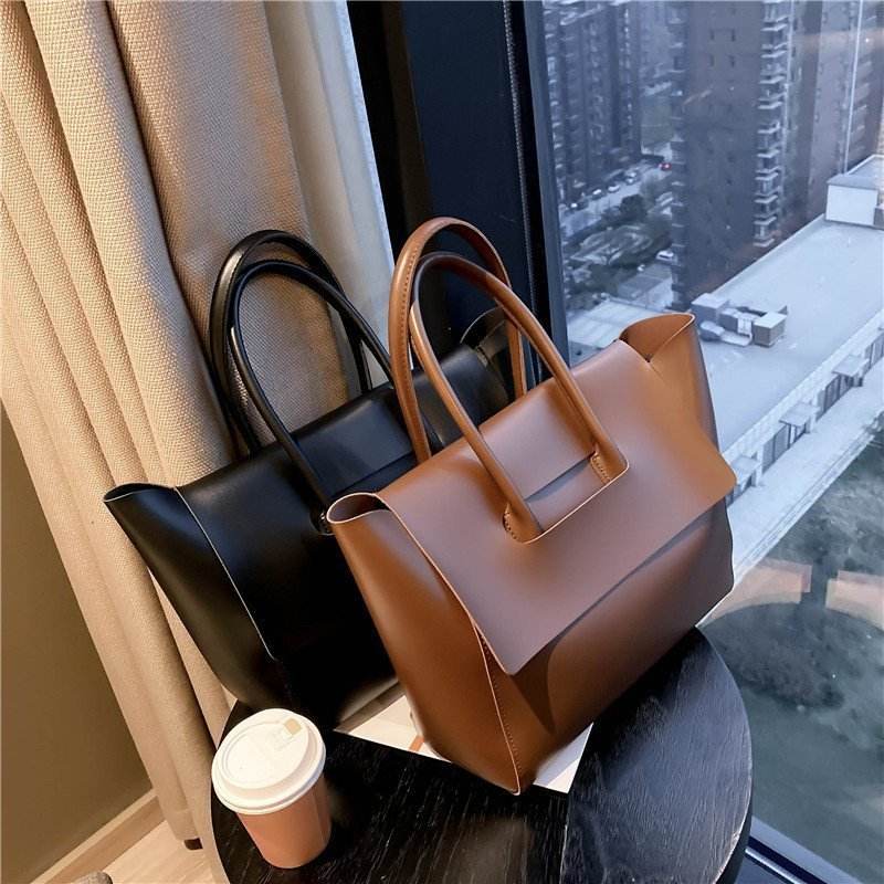 Fashion Women Shoulder Bags Large Capacity Handbags Simple Retro Tote Bags Solid Color Famous Brand High Quality Bags - Mubimart
