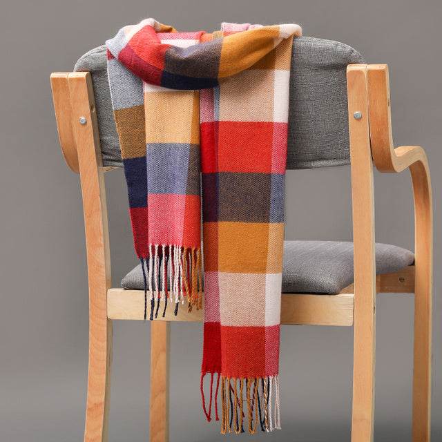 Mens And Girls Neckwear Cashmere Check Childrens Scarf - Mubimart