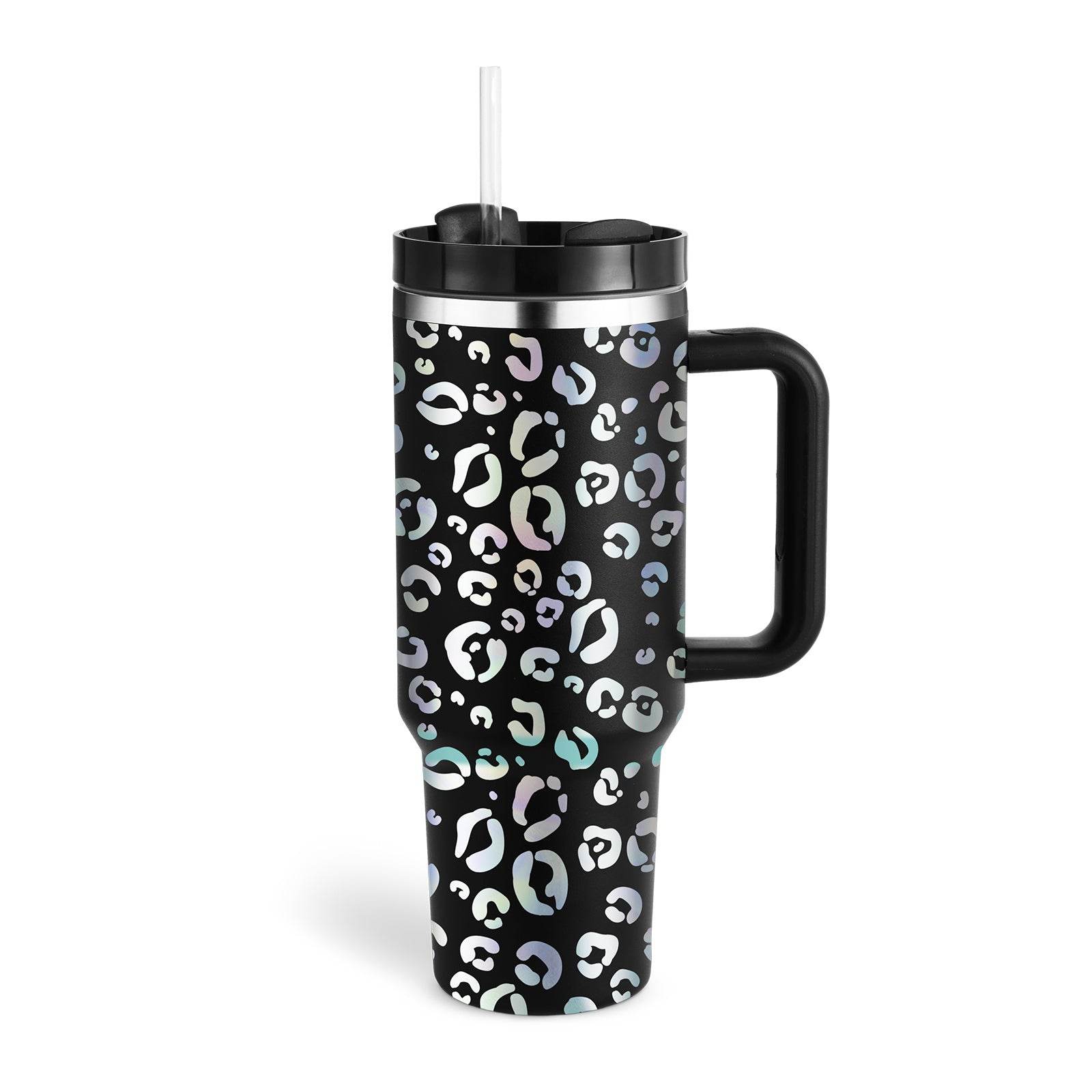 40oz Straw Coffee Mug With Handle Portable Car Stainless Steel Water Bottle Large Capacity Travel Bisphenol A Free Mug - Mubimart