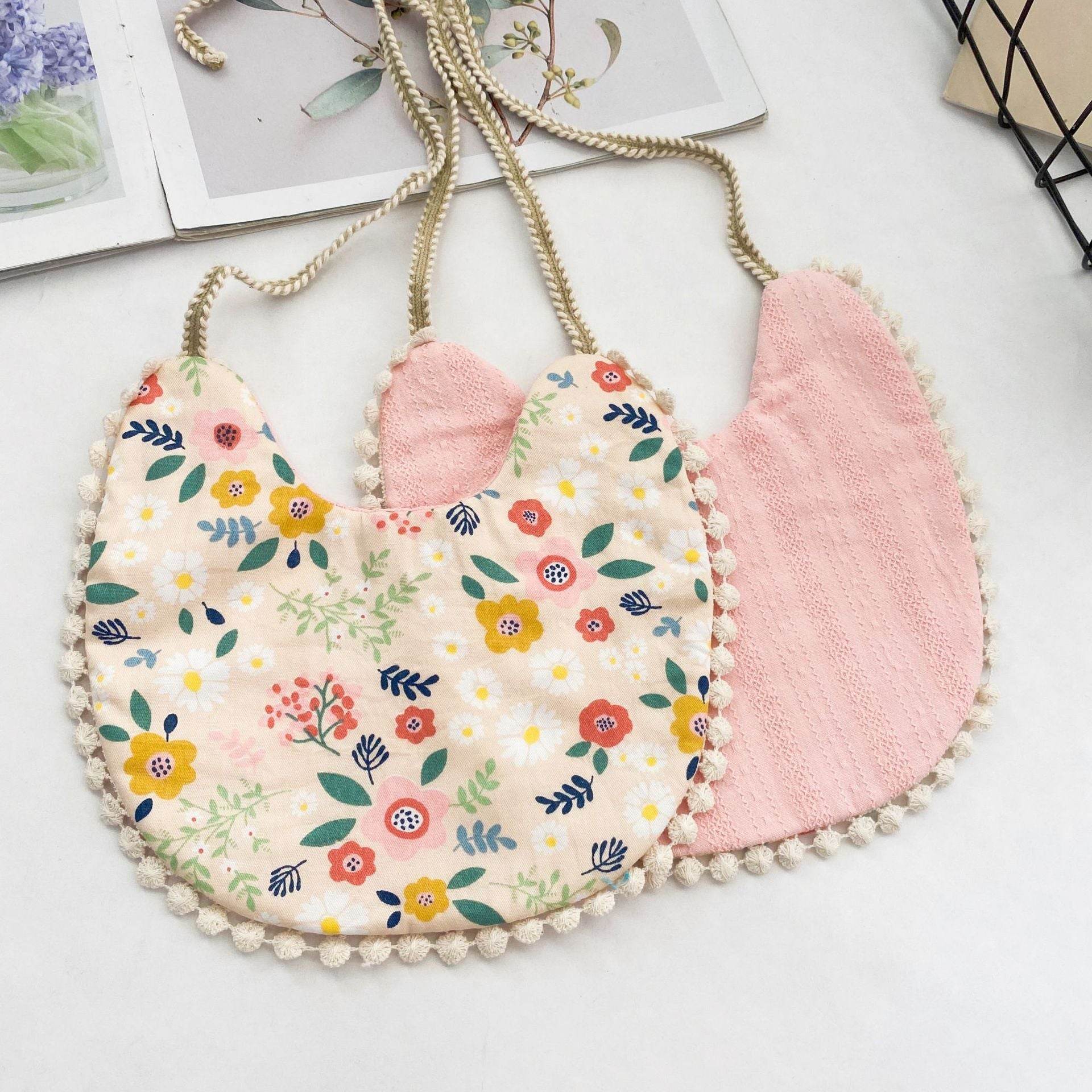 Double-sided AB Face Baby Bib Beanie Lace Newborn Bib - Mubimart