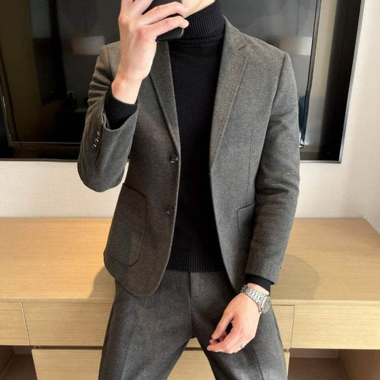Lightly Mature Woolen Blazer Thick Woolen Coat Leisure Suit - Mubimart