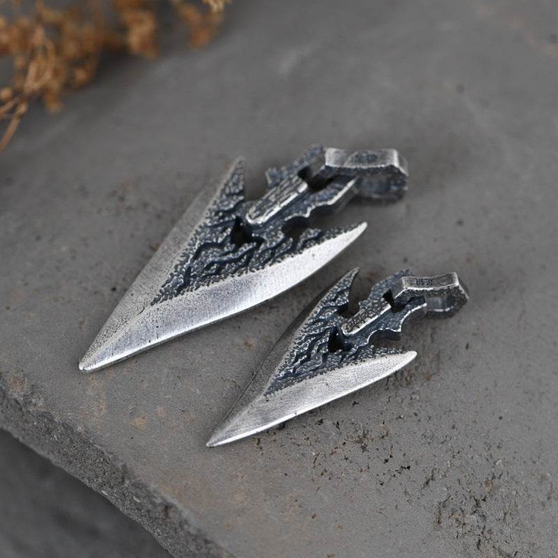 Mens Silver Necklace With Stone Weapon Shape - Mubimart