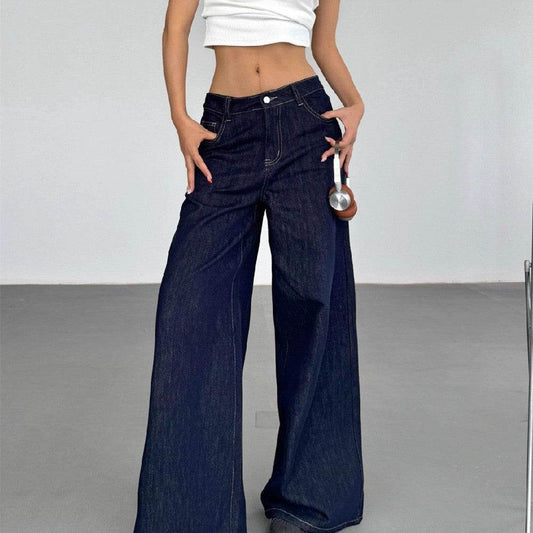 Fashion American Retro Wide Leg Jeans For Women - Mubimart