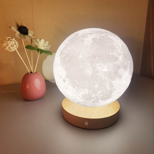 Rotating Sleeping Moon Small Night Lamp - Mubimart