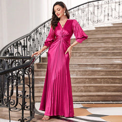 Slim Fit Lantern Sleeve Evening Dress Plus Size Party Party Dress - Mubimart -  