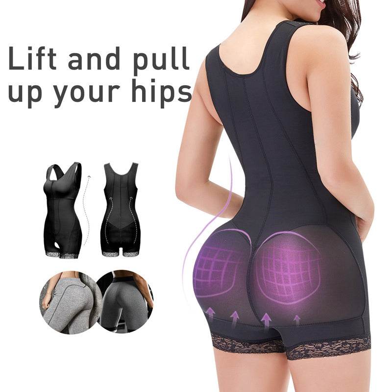 Women's One-piece Front Zipper Tummy And Hip Shaper - Mubimart