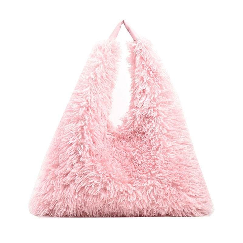 New Autumn And Ainter Plush Handbags Large-capacity Shoulder Armpit Bag Cute Fashion Luxury Designer Tote Bags For Women Trend - Mubimart