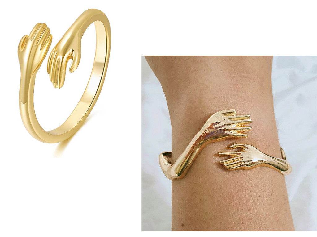 Goth Hand Hug Bracelet For Women Men Cuff Bangle Adjustable Lover Couple Bracelets - Mubimart