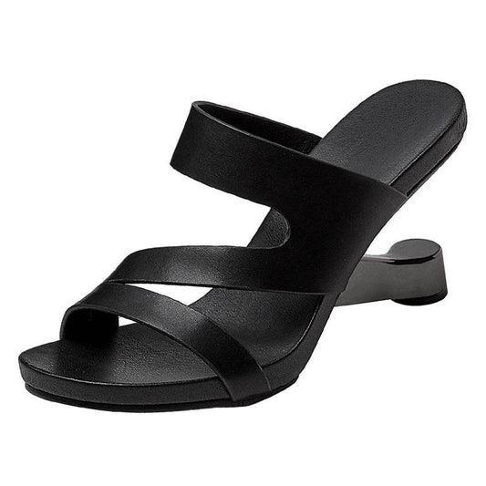 Wedge Slippers Women's Hollow Special Shape High Heels - Mubimart