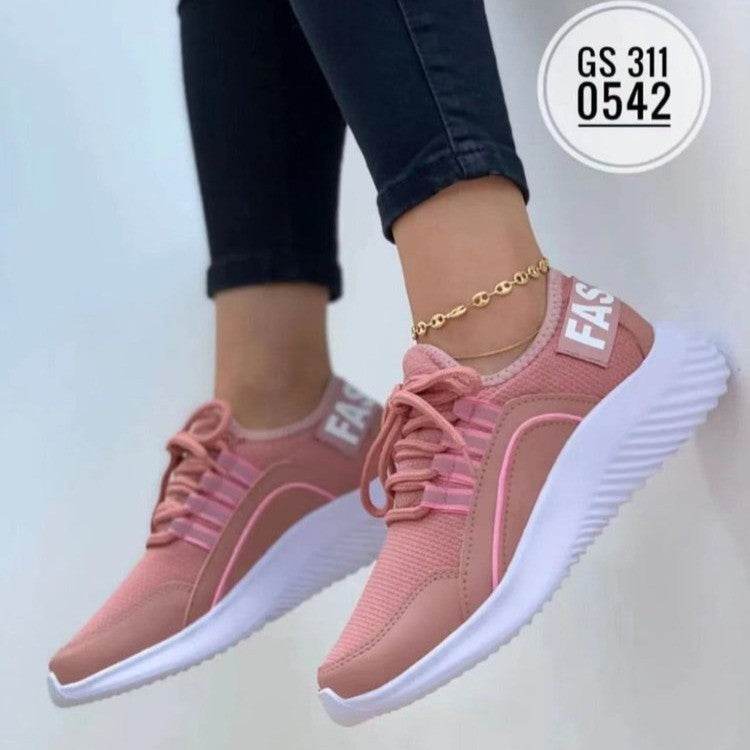 Mesh Sneakers Women Lace Up Running Shoes - Mubimart