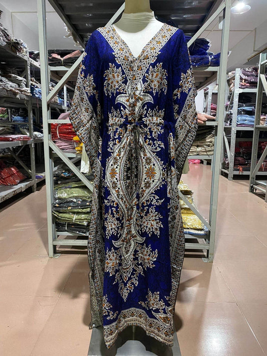 Middle Eastern Arabian Kaftan Loose Plus Size Maxi Dress - Mubimart