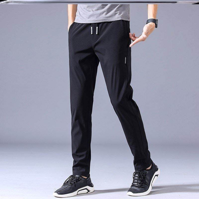 Drawstring Trousers Thin Casual Pants Korean Version Loose Straight Sweatpants Mens Clothing - Mubimart