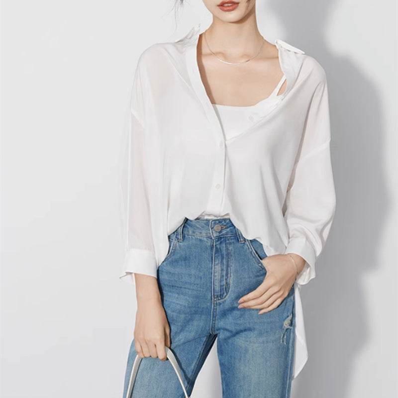 French Romantic Openwork Blouse Women - Mubimart