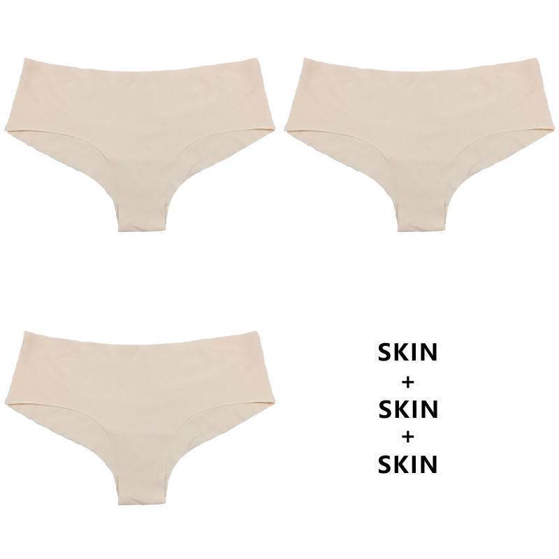Half Buttock Underwear Female Three Pack Ice Silk Without Trace A Piece Of - Mubimart