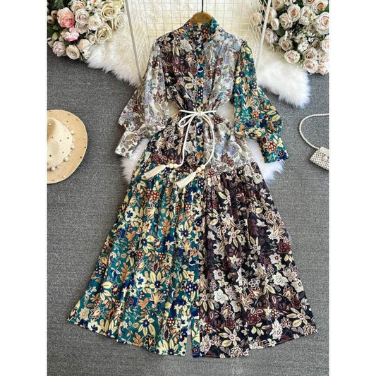 A-line Printed Formal Dress For Women - Mubimart
