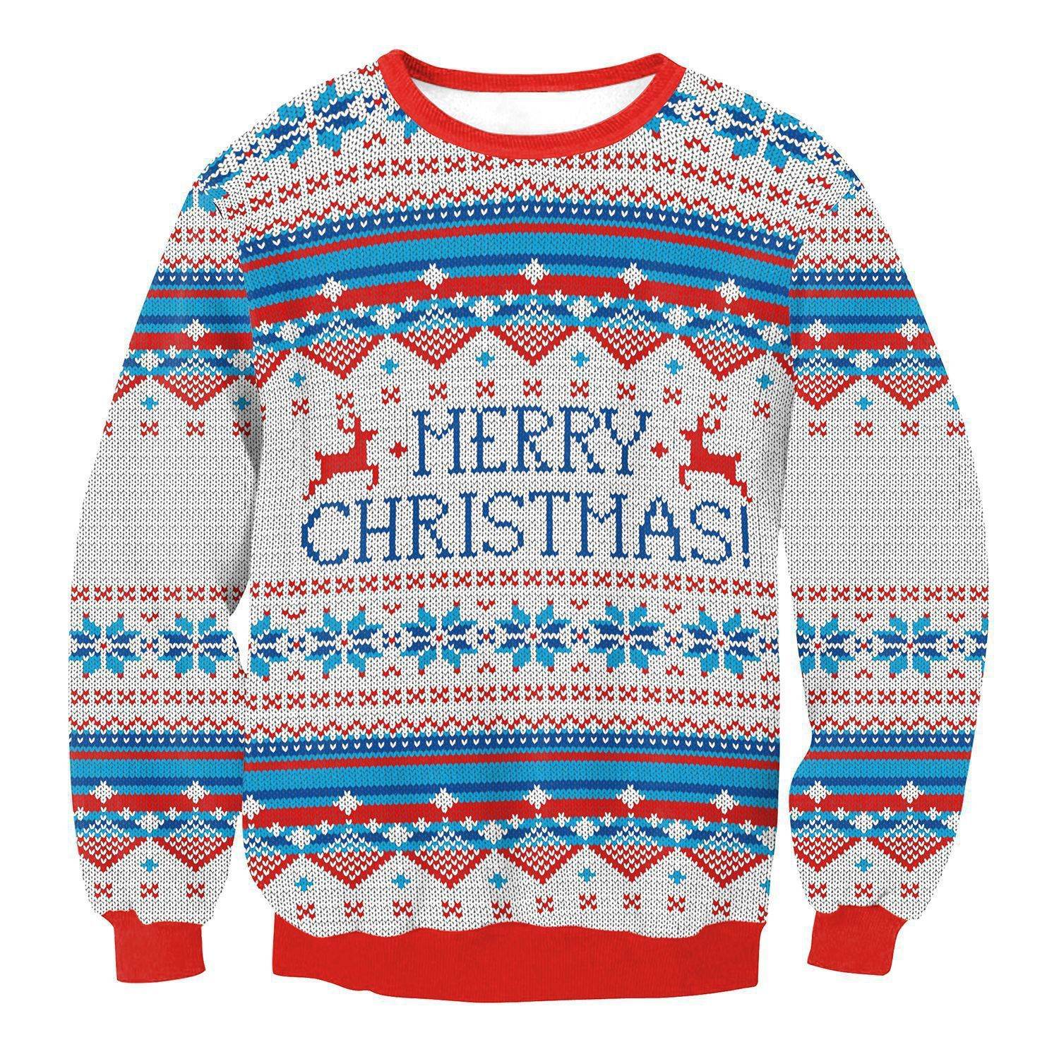 Autumn Winter Fashion Ugly Christmas Sweater Santa Elf Funny Pullover Womens Mens Print Sweaters Tops Clothing - Mubimart