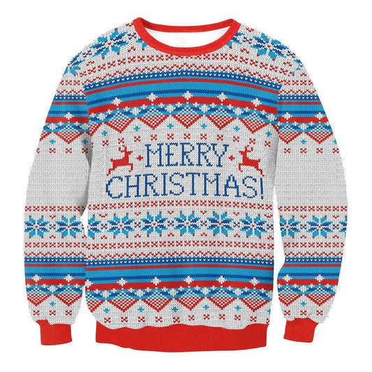 Autumn Winter Fashion Ugly Christmas Sweater Santa Elf Funny Pullover Womens Mens Print Sweaters Tops Clothing - Mubimart