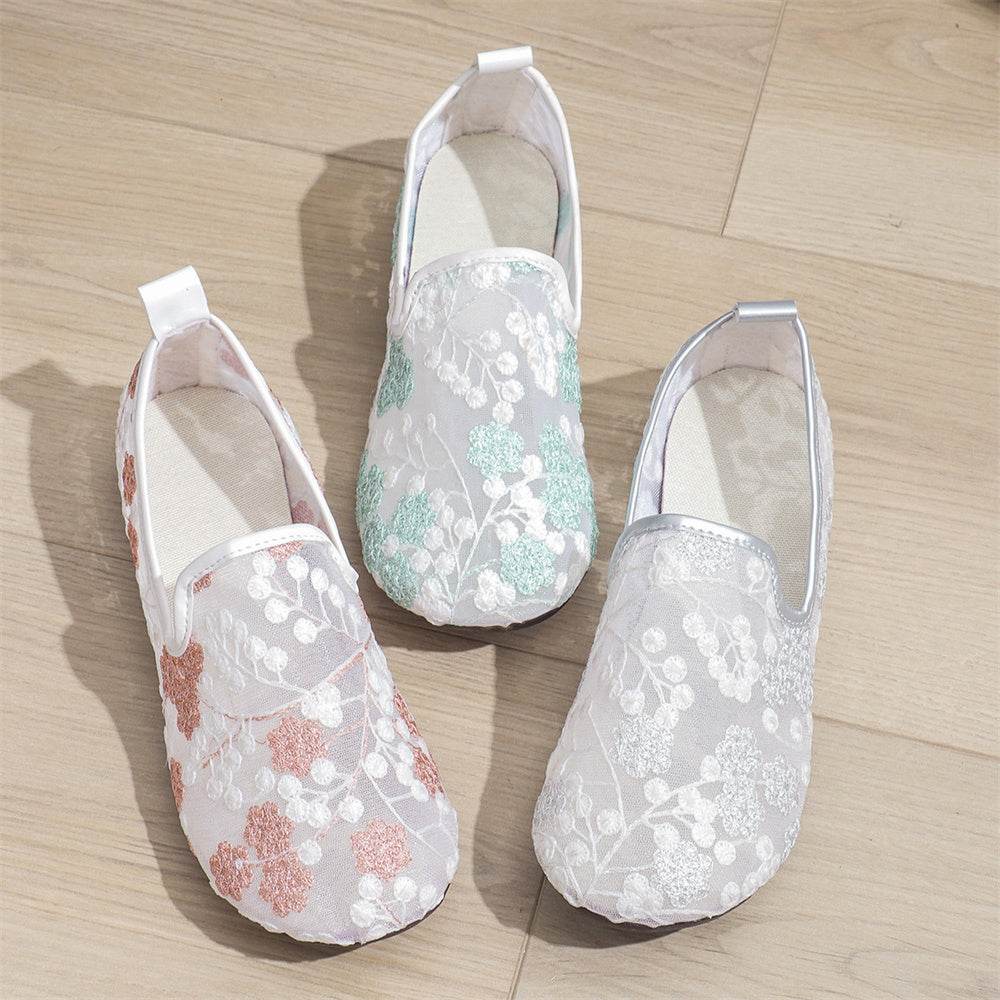 New Lace Embroidered Flat Shoes Summer Breathable Casual Loafers For Women - Mubimart