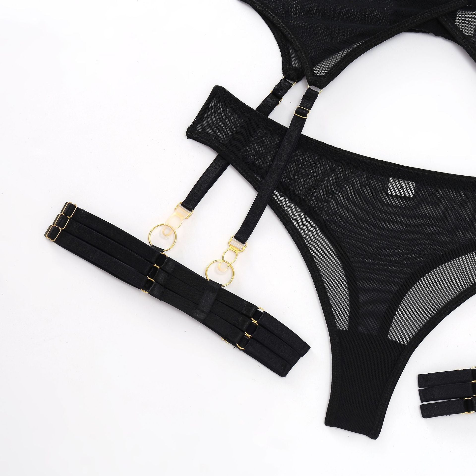 Three-piece Sexy Lingerie Garter Belt - Mubimart -  