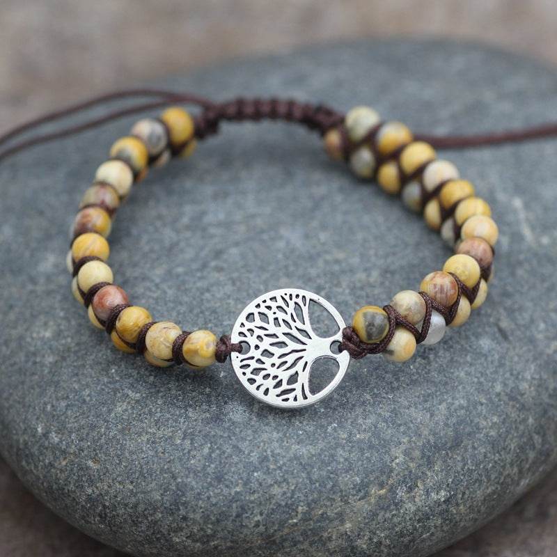 Natural Stone Tree Of Life Charm Bracelet Women - Mubimart