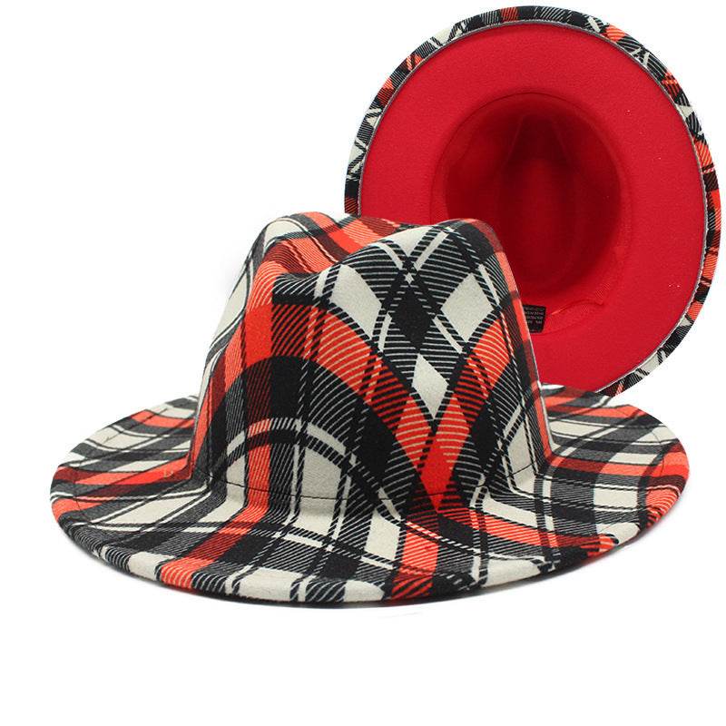 Men's And Women's Double-sided Color Matching Woolen Fedora Hat - Mubimart