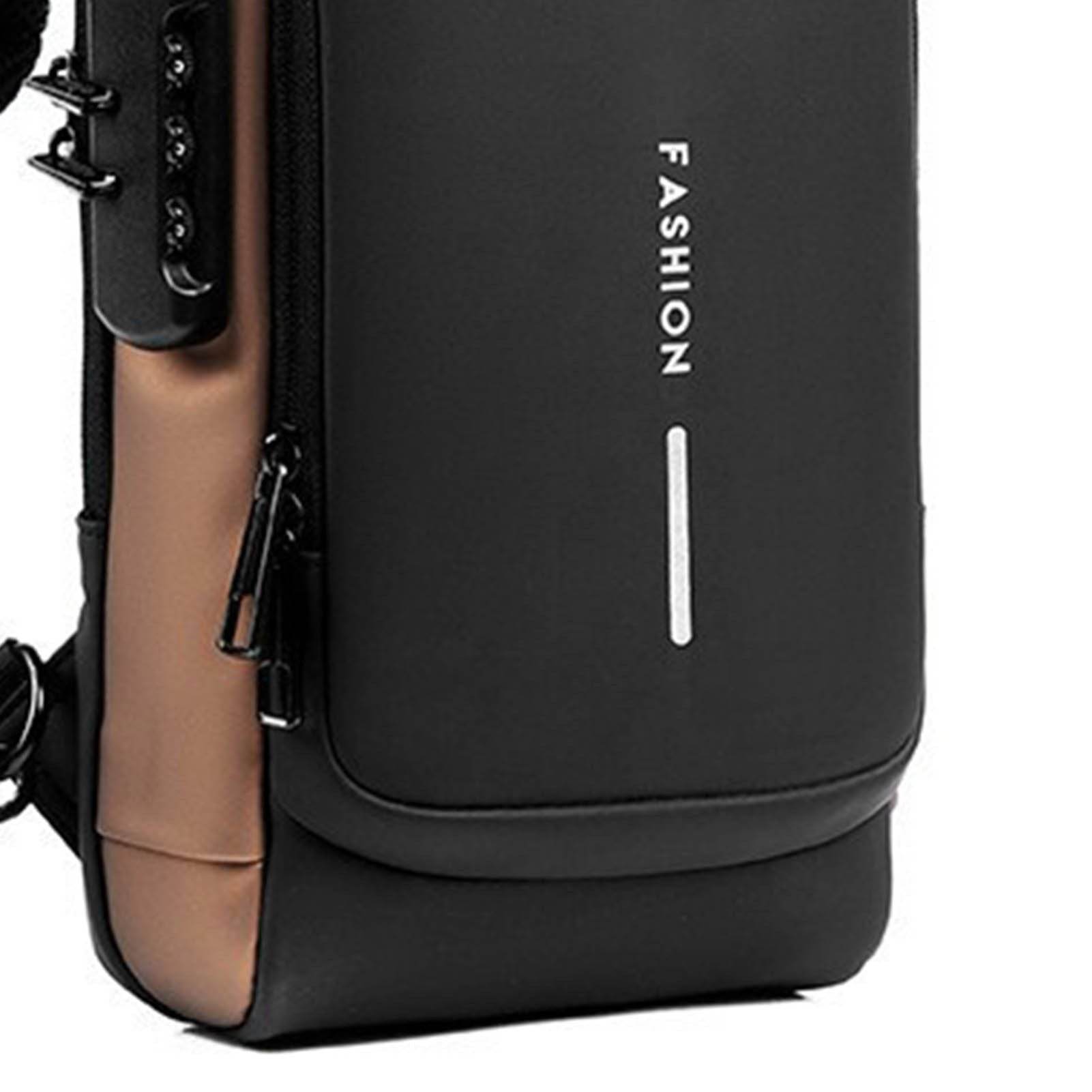 Password Sling Backpack Anti Theft Multifunctional Cycling Chest Bag for Motorcycle Men Black and Gold - Mubimart