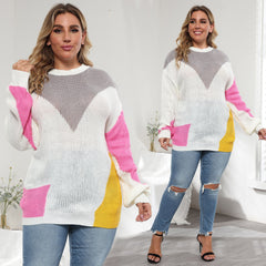 Dames Plus Size Contrasterende Naden Pullover Trui