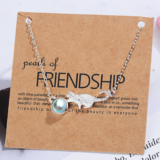 Necklace Female Cute Cat Moonstone