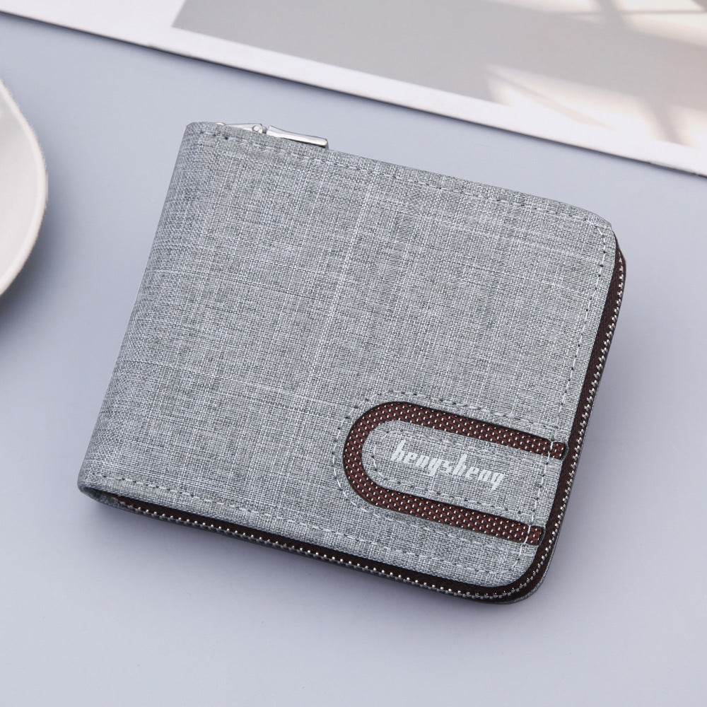 Mens Canvas Short Multifunctional Wallet - Mubimart