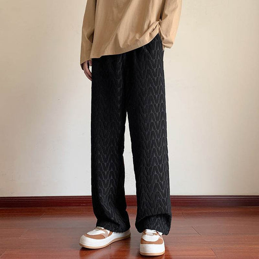 Full Printed Jacquard Chenille Drawstring Jogger Pants - Mubimart
