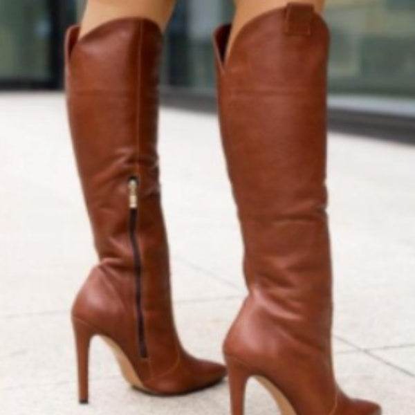 Suede Side Zipper Mid-calf Fashion Women's Boots - Mubimart