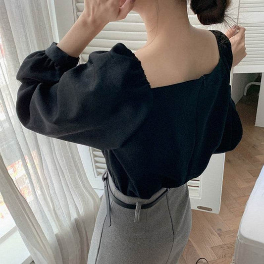 Loose Puffed Sleeve Blouse Blouse Woman - Mubimart