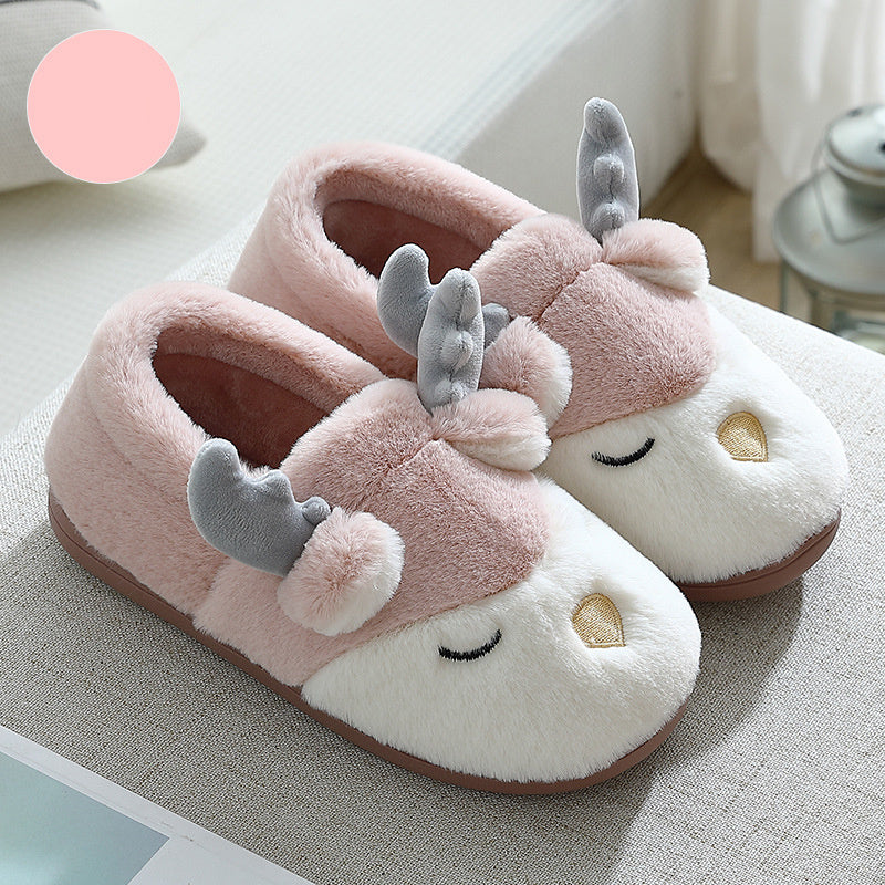 Christmas Shoes Winter Home Slippers Elk Plush Bedroom Slipper House Shoes For Women Men - Mubimart -  