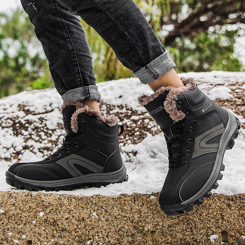 Cotton Shoes Winter Plus Velvet Warm Plus Size Hiking Boots - Mubimart